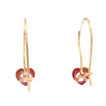 Aros De Oro Amarillo 18K Corazón Rosada