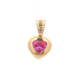 Colgante De Oro Amarillo 18K Corazón Fucsia Con Valier
