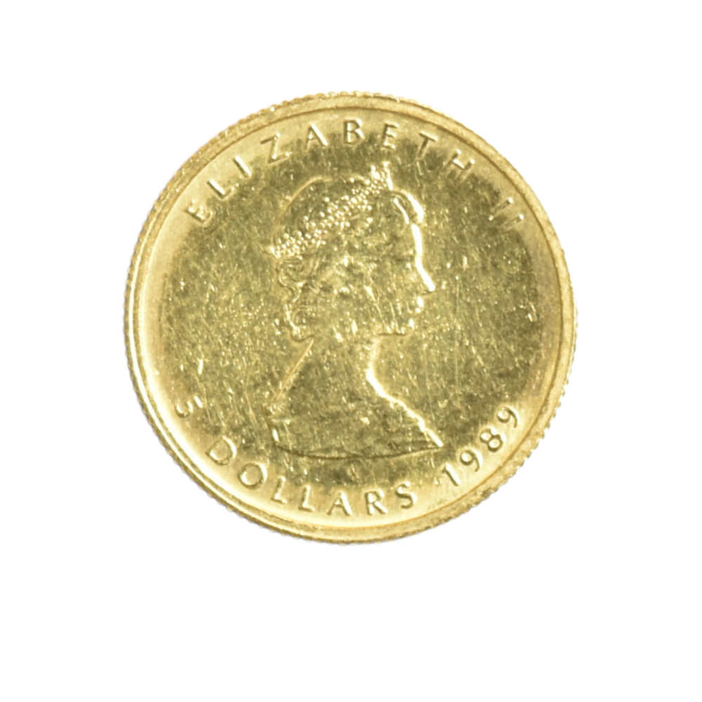 Moneda de Oro Canadá Maple Leaf 1/10 Oz 1989 – 5 Dólares (Oro 9999)