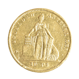 Moneda de Oro 10 Pesos Chile Año 1872