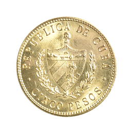 Moneda de Oro Cuba 5 Pesos 1915 “Patria y Libertad” – Oro 900
