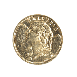 Moneda de Oro 20 Francos Suiza Helvetia “Vreneli” 1947 (Ceca B)