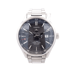 Reloj TAG Heuer Carrera Calibre 7 Twin-Time WAR2012-1 Hombre Automático Acero 40 mm Esfera Negra