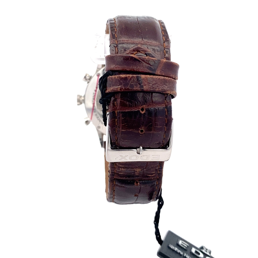 Reloj Edox Les Vauberts Chronograph Big Date 10010 Hombre Acero 40 mm Esfera Plateada