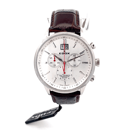 Reloj Edox Les Vauberts Chronograph Big Date 10010 Hombre Acero 40 mm Esfera Plateada