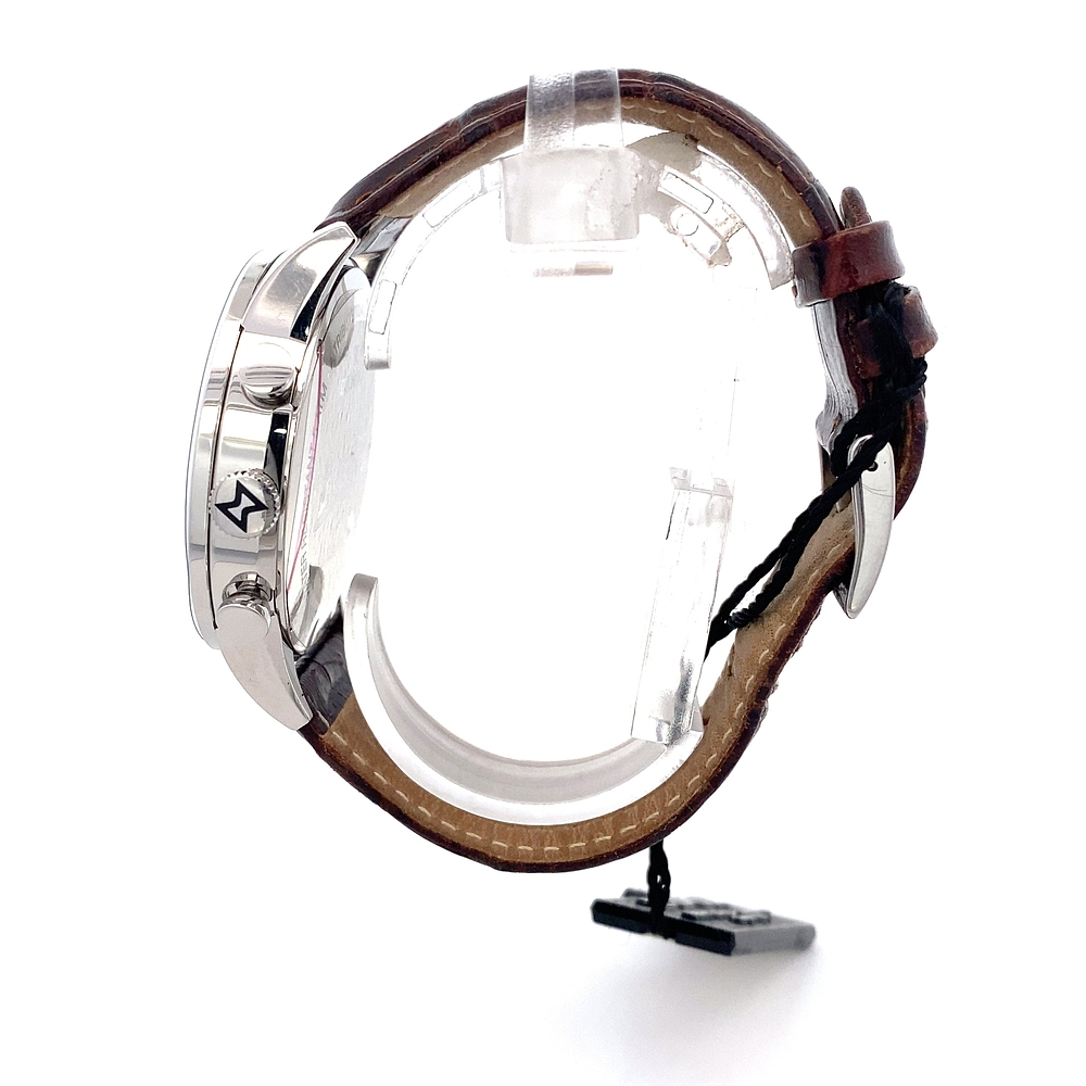 Reloj Edox Les Vauberts Chronograph Big Date 10010 Hombre Acero 40 mm Esfera Plateada