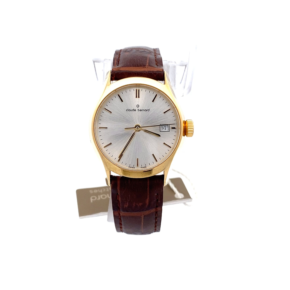 Reloj Claude Bernard Classic Ladies 54003 37J AID Mujer Acero Dorado 27 mm Esfera Plateada