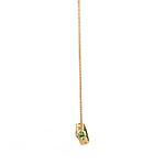 Cadena de Oro Amarillo 18K Rolo con Dije Corazón, 1 Piedra Verde y Micropiedras Incoloras