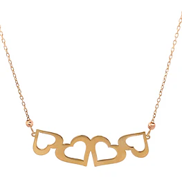 Cadena de Oro Amarillo 18K Limada con Dije Corazones y Corazón