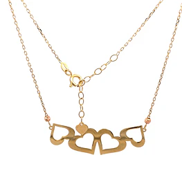 Cadena de Oro Amarillo 18K Limada con Dije Corazones y Corazón