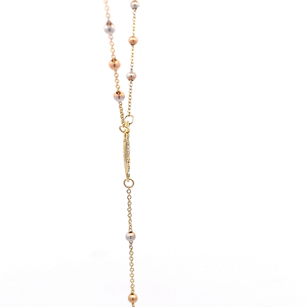 Cadena de Oro Amarillo 18K Rosario de Tres Oros