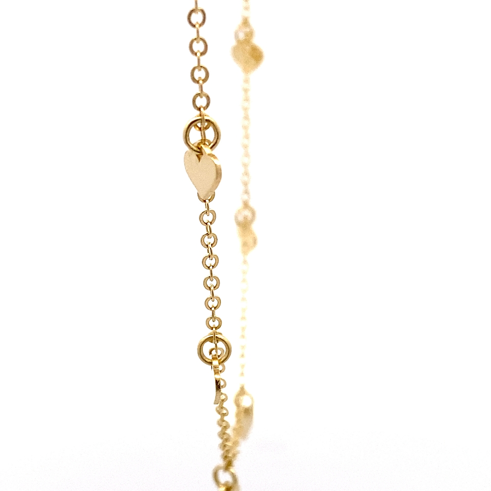 Cadena de Oro Amarillo 18K Rolo con Colgantes Corazones