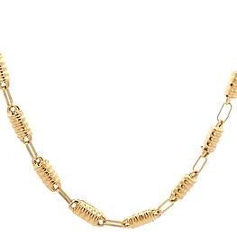 Cadena de Oro Amarillo 18K Calada con Cilindros Entorchados