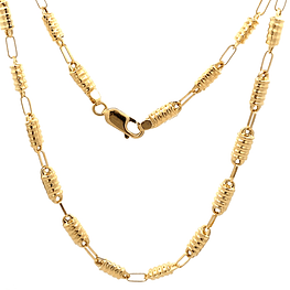 Cadena de Oro Amarillo 18K Calada con Cilindros Entorchados