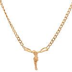Cadena de Oro Amarillo 18K Groumet con Dije Cristo Dalí