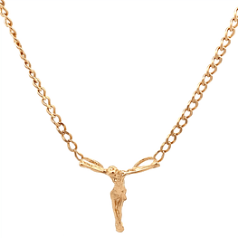 Cadena de Oro Amarillo 18K Groumet con Dije Cristo Dalí