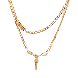 Cadena de Oro Amarillo 18K Groumet con Dije Cristo Dalí