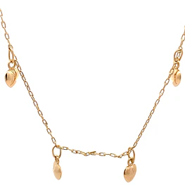 Cadena de Oro Amarillo 18K Limada con Colgantes Corazones