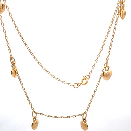 Cadena de Oro Amarillo 18K Limada con Colgantes Corazones