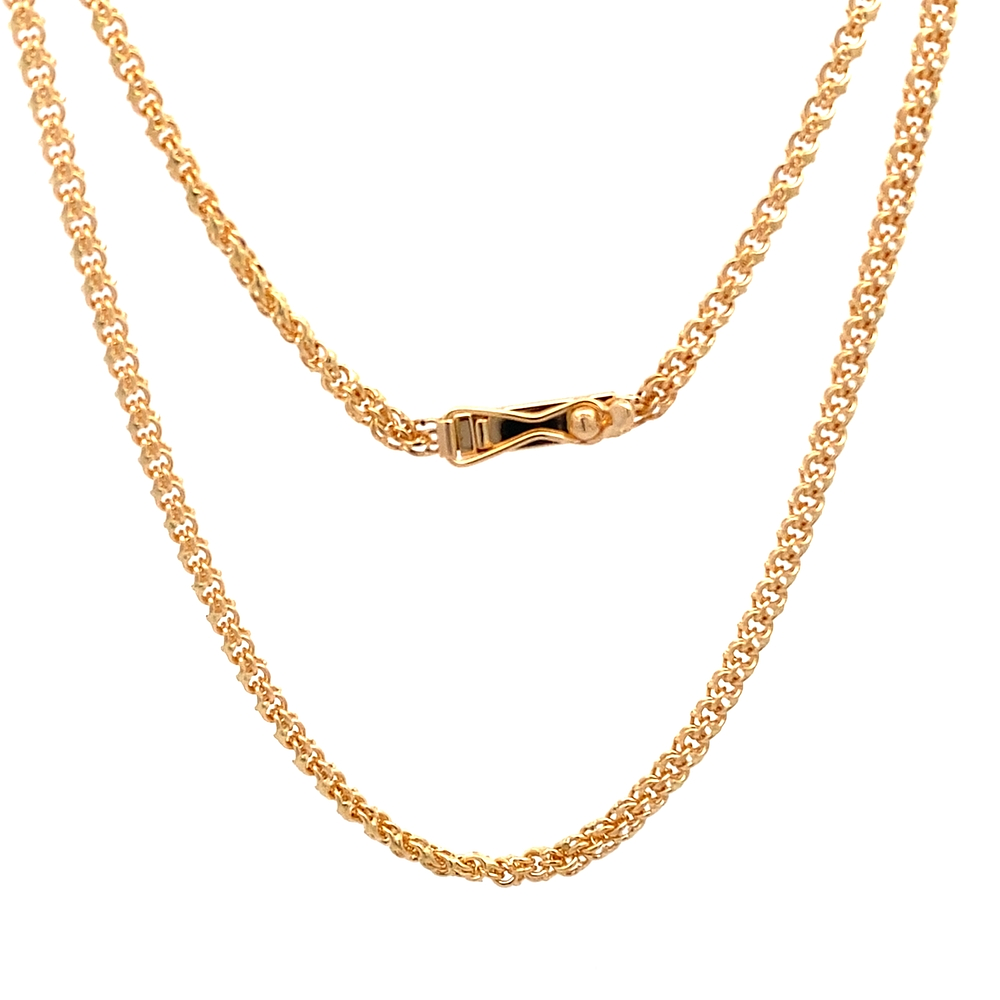 Cadena de Oro Amarillo 18K Barbada Doble Entrelazada