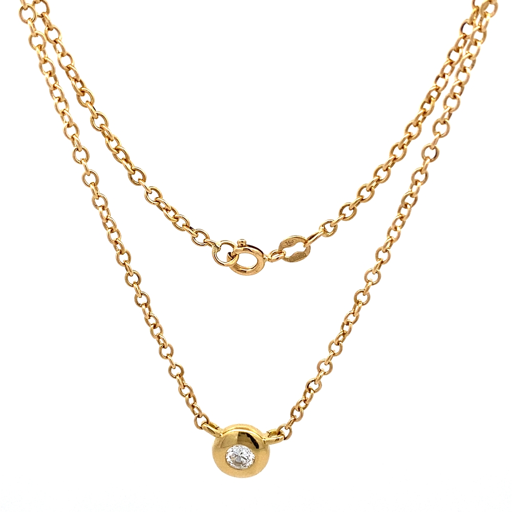 Cadena de Oro Amarillo 18K Rolo con Punto de Luz y Diamante