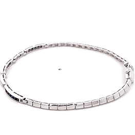 Pulsera de Oro Blanco 18K Articulada Rodinada con Diamantes y Micropiedras Azules
