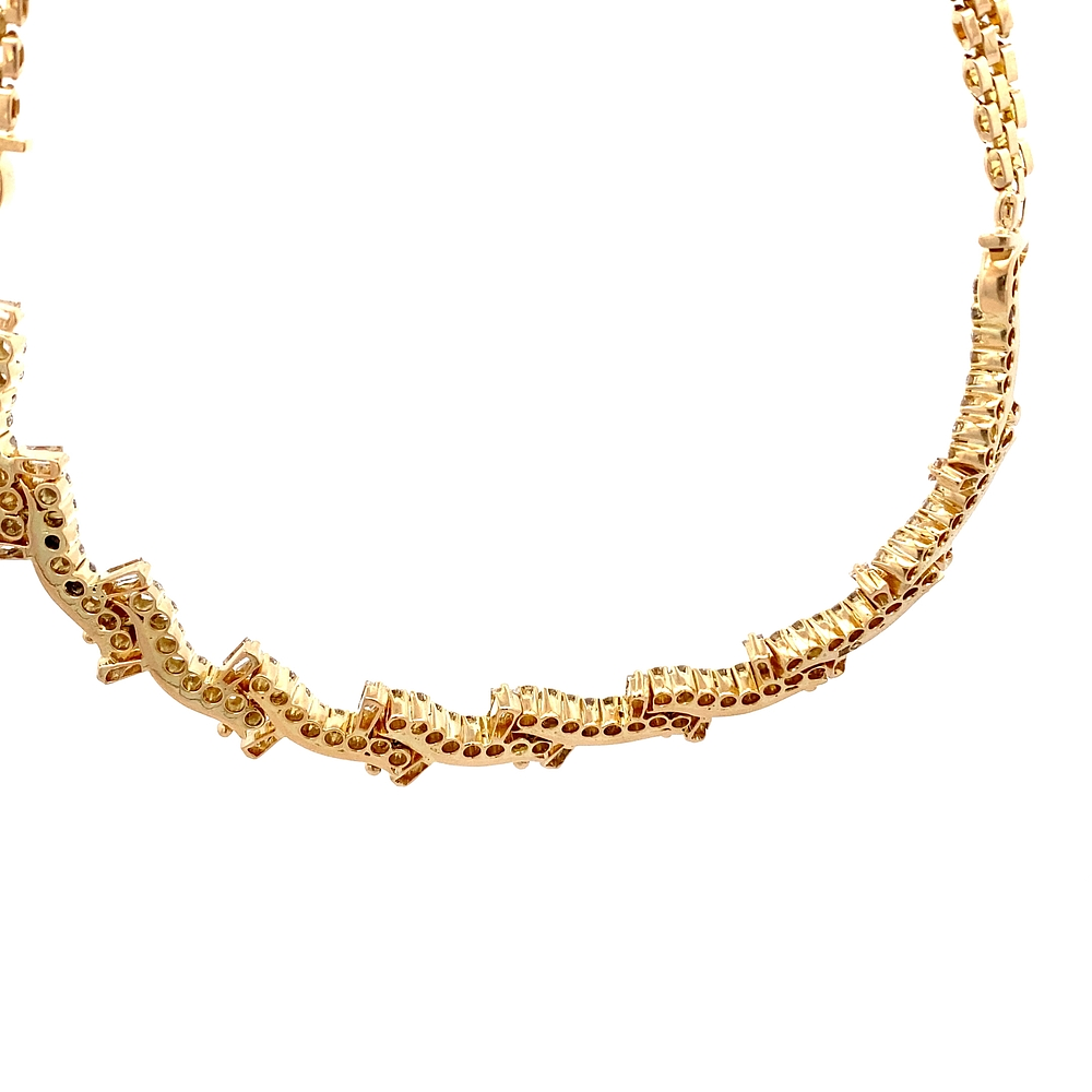 Gargantilla de Oro Amarillo 18K Panther Tubular Zig Zag con Diamantes