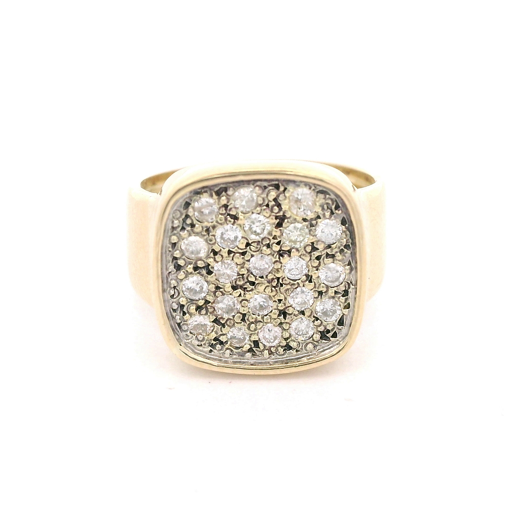 Anillo de Oro Amarillo 14K Bocel Cuadrado con 20 Diamantes
