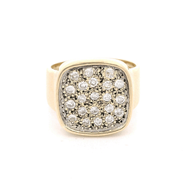 Anillo de Oro Amarillo 14K Bocel Cuadrado con 20 Diamantes