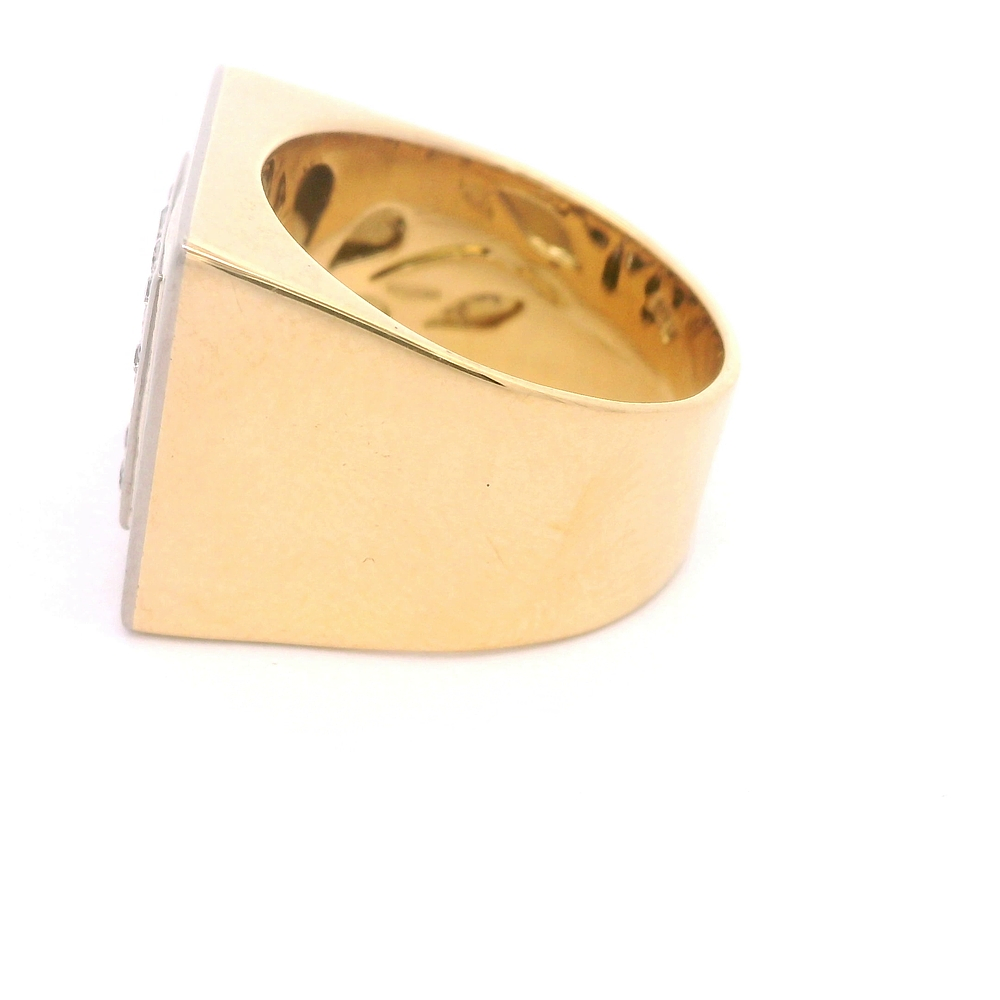Anillo de Dos Oros 18K Sello Cuadrado con 16 Diamantes
