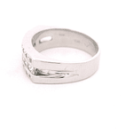 Anillo de Oro Blanco 18K Cintillo Rodinado Tres Hileras con Diamantes