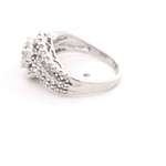 Anillo de Oro Blanco 18K Halo Cintillo Rodinado con Diamantes