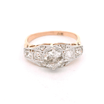 Anillo de Dos Oros 18K Semi Bombé con Diamantes Corte Antiguo