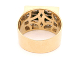 Anillo de Oro Amarillo 18K Sello con Diamantes y 2 Piedras Negras