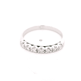 Anillo de Oro Blanco 18K Cintillo Rodinado con 7 Diamantes