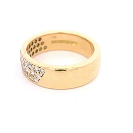 Anillo de oro amarillo 10K Tuerca Cintillo Tres Hileras con Diamantes