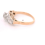 Anillo de Dos Oros 18K Semi Bombé con Diamantes Corte Antiguo