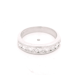 Anillo de Oro Blanco 18K Cintillo Rodinado con 9 Diamantes