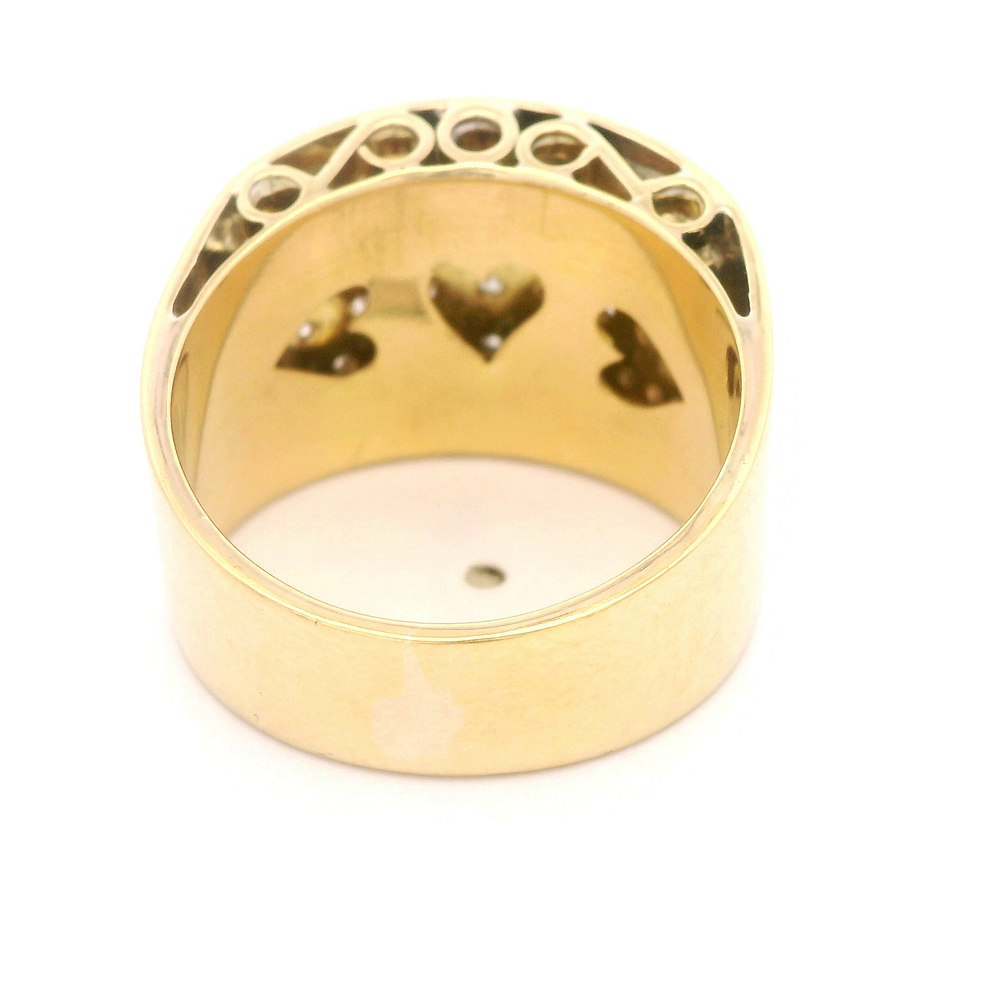 Anillo de Oro Amarillo 18K Semi Bombé con Diamantes