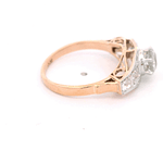 Anillo de Dos Oros 18K Semi Bombé con Diamantes Corte Antiguo