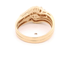 Anillo de Oro Amarillo 14K Ondulado con Diamantes y Perla Central