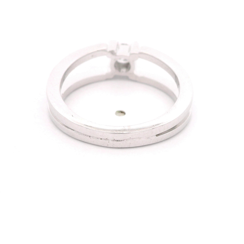 Anillo de Oro Blanco 18K Solitario Rodinado con Diamante