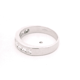 Anillo de Oro Blanco 18K Cintillo Rodinado con 9 Diamantes