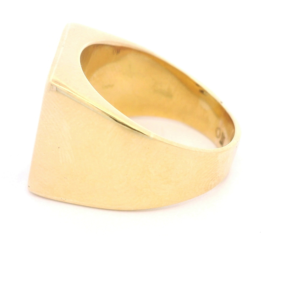 Anillo de Oro Amarillo 18K Sello Cuadrado con 9 Diamantes