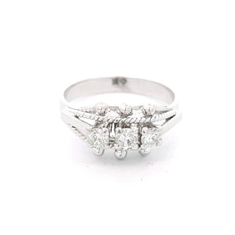 Anillo de Oro Blanco 18K Solfeo Rodinado con 3 Diamantes