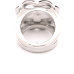 Anillo de Oro Blanco 18K Flor Trébol Mateada Calada con Diamantes