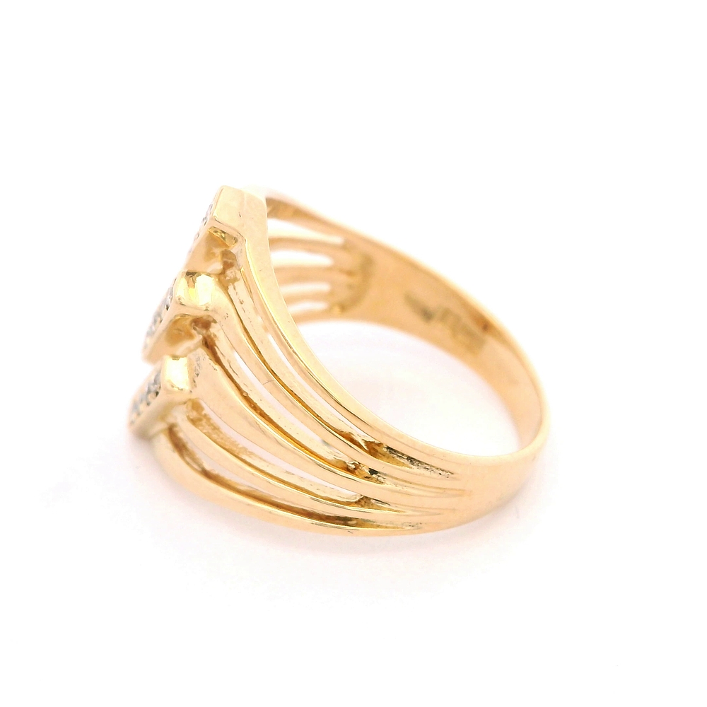 Anillo de Oro Amarillo 18K Calado con 12 Diamantes Redondos