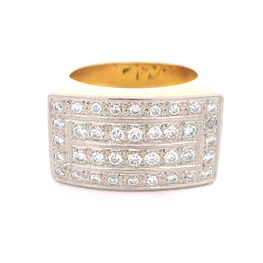 Anillo de dos oros 18K Sello Rectangular con Diamantes