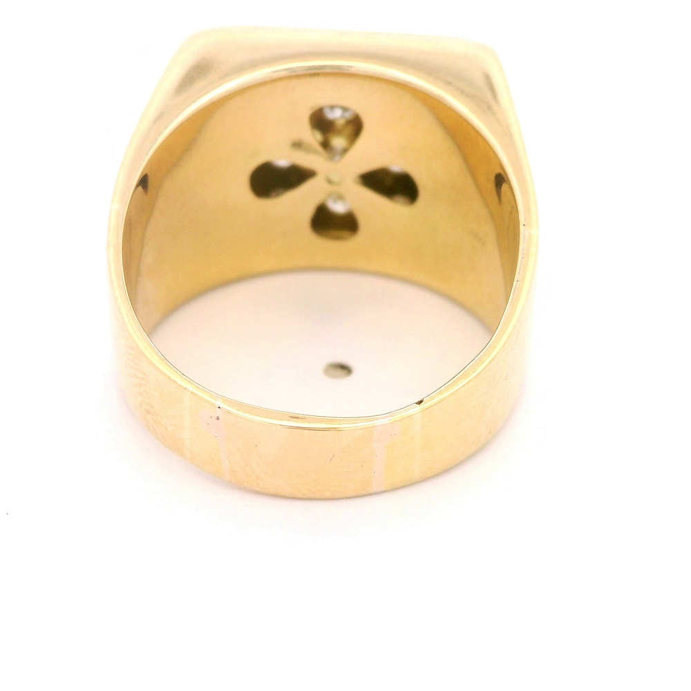 Anillo de Oro Amarillo 18K Sello Cuadrado con 9 Diamantes