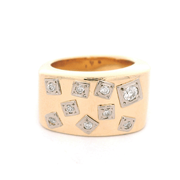 Anillo de Oro Amarillo 18K Sello con Diamantes